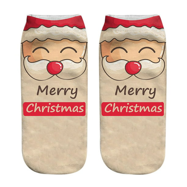 Pair Unisex Christmas Funny Printed Socks Casual Socks Cute Low Cut Ankle Socks
